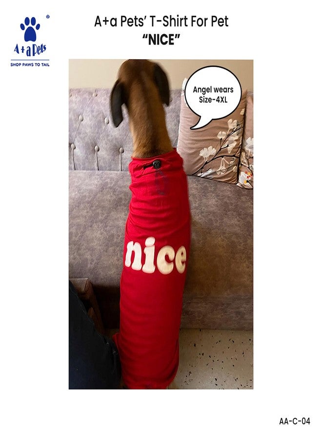 A+a Pets تيشيرت فاخر مطبوع عليه رسومات من A+A Pets | للكلاب والجراء والقطط | رقبة دائرية | ملابس ناعمة وخفيفة الوزن تسمح بمرور الهواء | 100% قطن (مقاس 4XL، أحمر) - Image 2